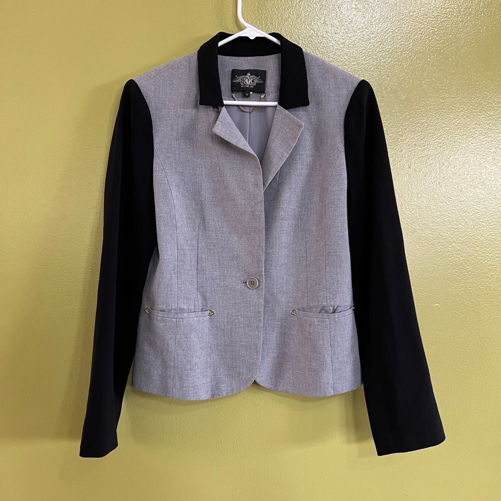 Rachel Roy Color Block Black and Gray Blazer